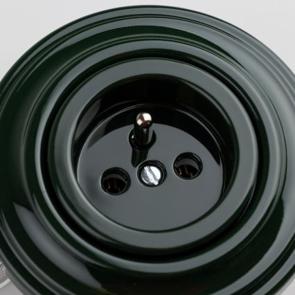 Kliklap – Retro zásuvka do domácnosti s rámčekom, 230 V, zelená