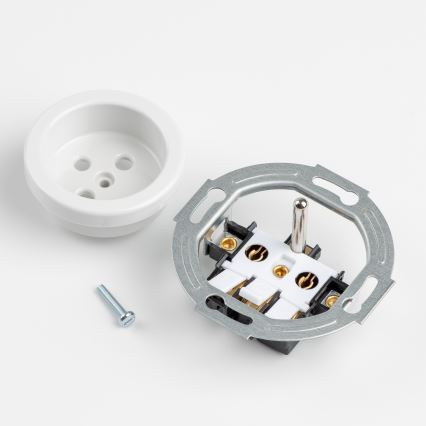 Kliklap - Trojitá retro domová zásuvka s rámčekom 230V snehobiela