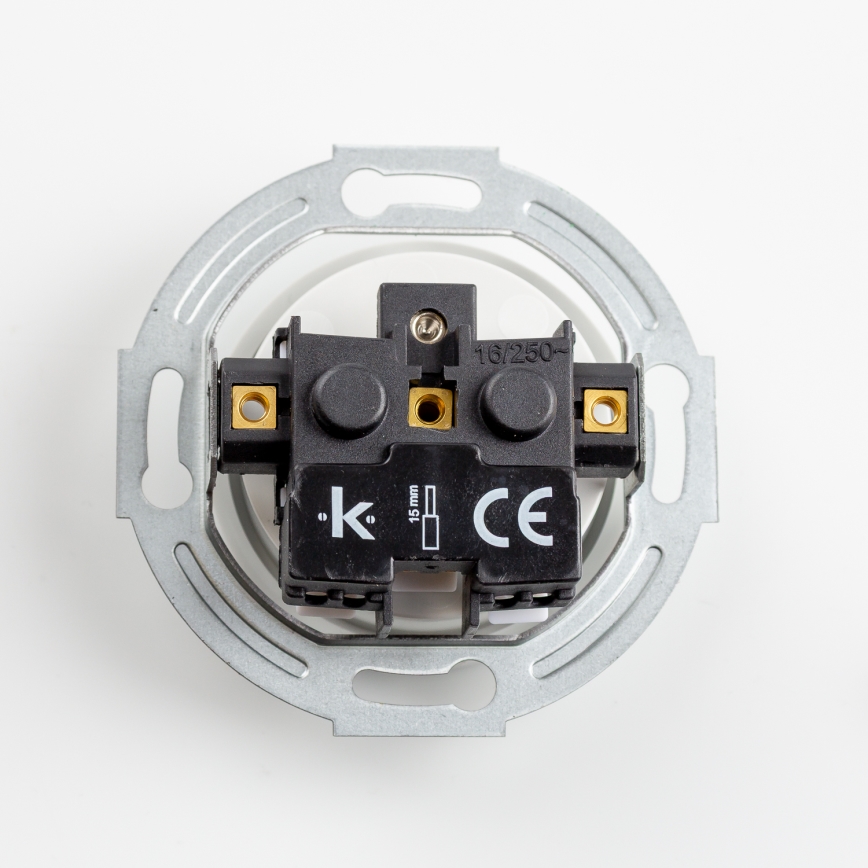 Kliklap - Trojitá retro domová zásuvka s rámčekom 230V snehobiela