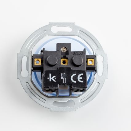 Kliklap - Trojitá retro domová zásuvka s rámikom 230 V modrá