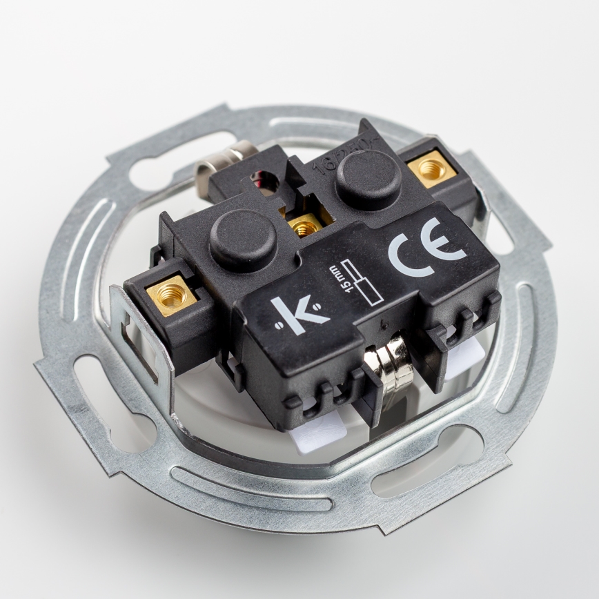 Kliklap - Trojitá retro domová zásuvka s rámikom SCHUKO 230 V keramická biela