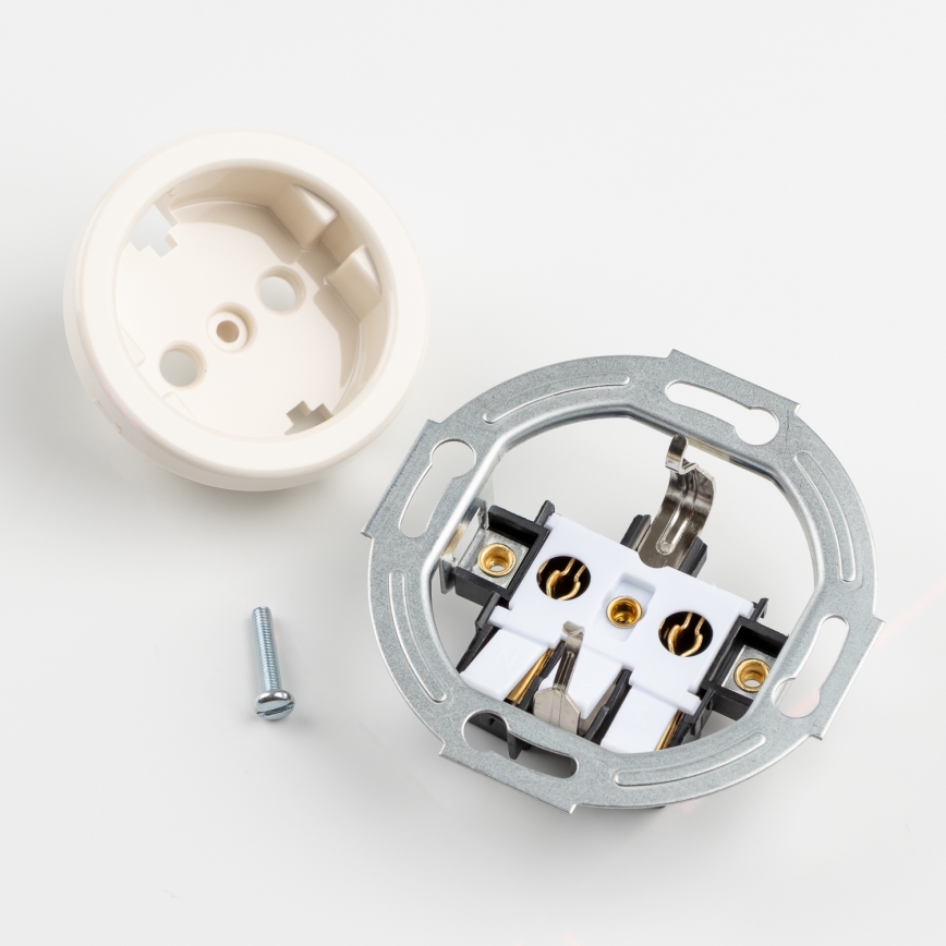 Kliklap – trojitá retro zásuvka do domácnosti so rámikom, SCHUKO, 230 V, béžová