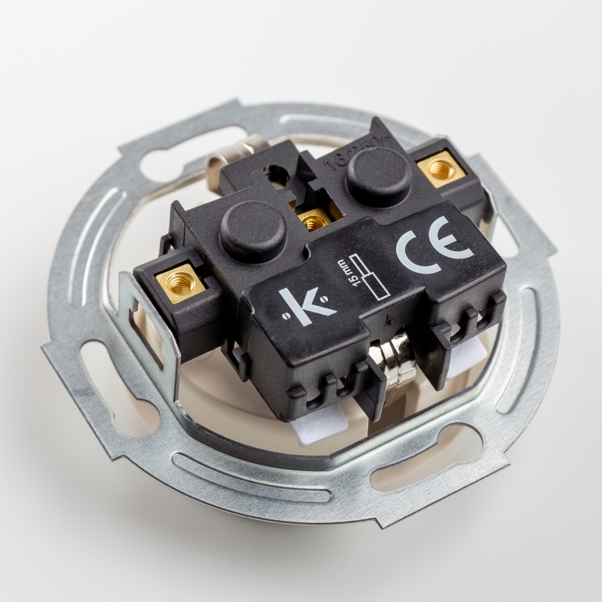 Kliklap – trojitá retro zásuvka do domácnosti so rámikom, SCHUKO, 230 V, béžová