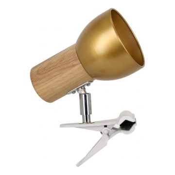 Klipová lampa SVENDA 1xE27/60W/230V dub/zlatá