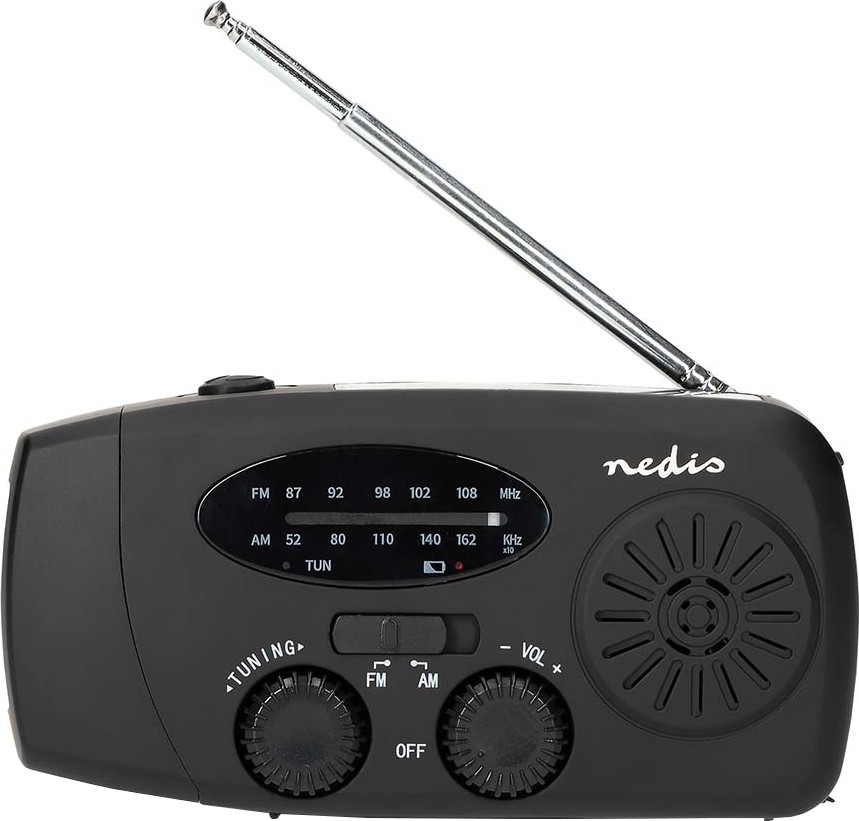Kľukové AM/FM rádio so solárnym panelom a LED svietidlom s batériou 2000 mAh