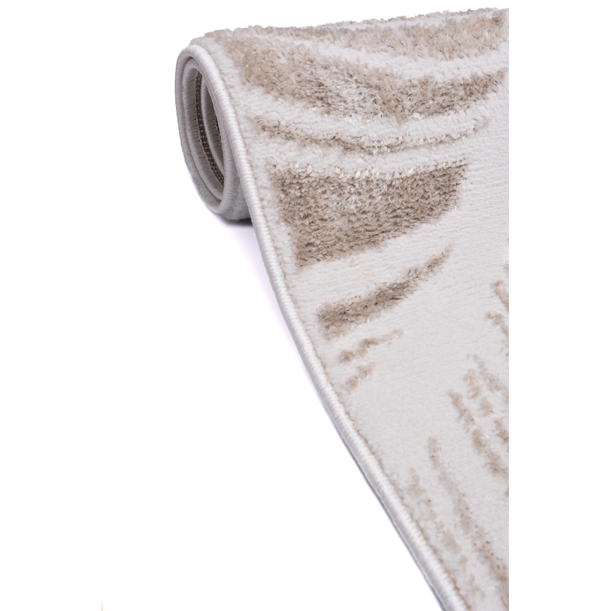 Koberec SALAMANCA 200x280 cm, béžovo-biely, s listovým vzorom