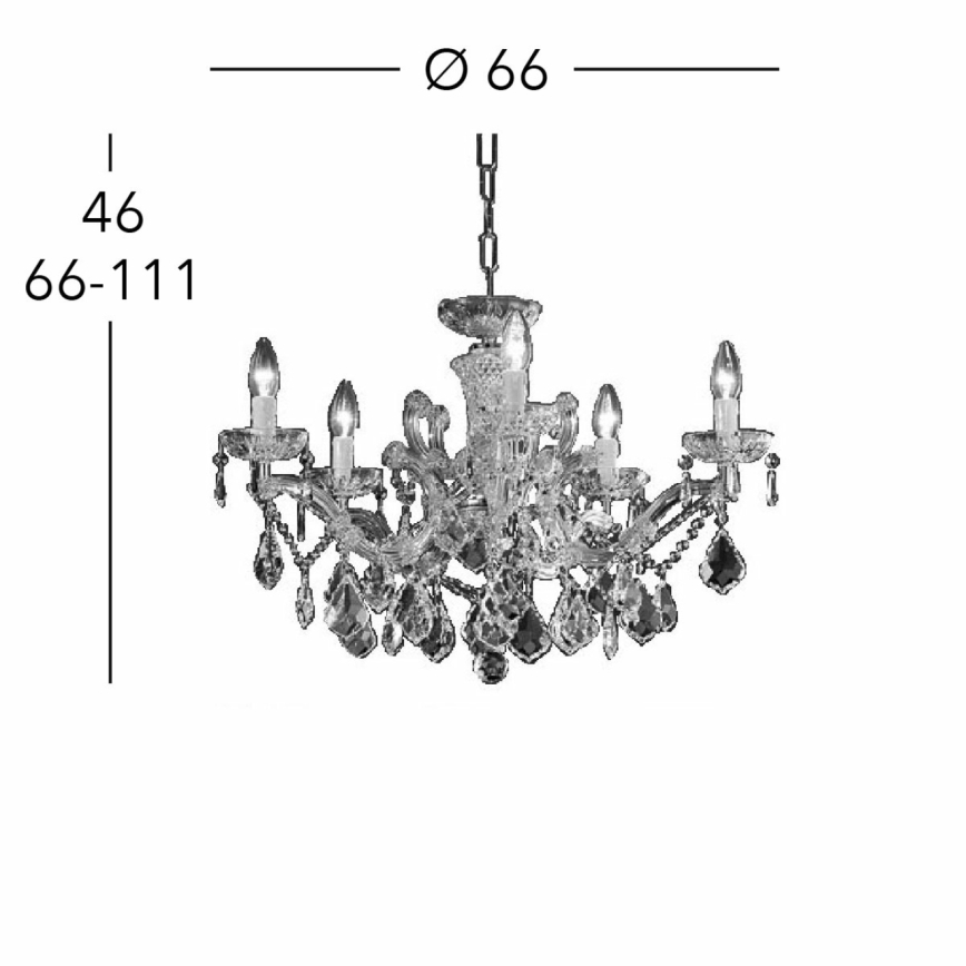 Kolarz 3149.85.3.KoT - Krištáľový luster na reťazi MARIA LOUISE 5xE14/40W/230V 24K zlato