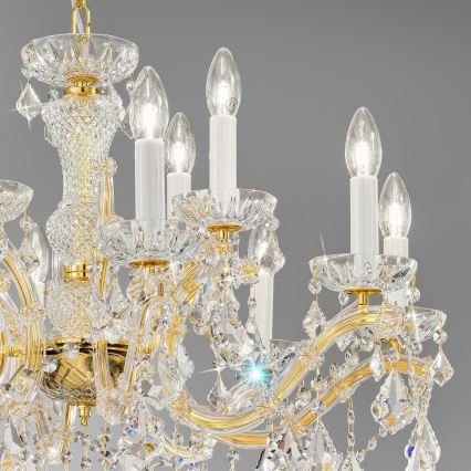 Kolarz 3149.88+4.3.KoT - Krištáľový luster na reťazi MARIA LOUISE 12xE14/40W/230V 24K zlato