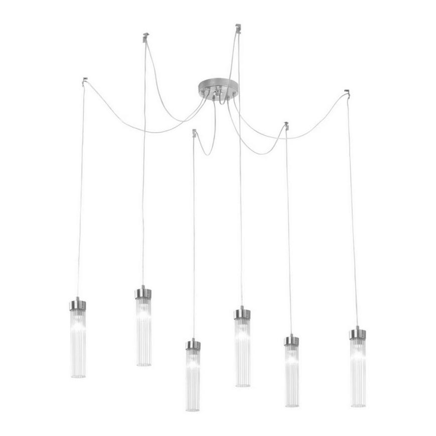 Kolarz 6009.30650 - Luster na lanku RAGGIO 6xE14/25W/230V pavúk striebro