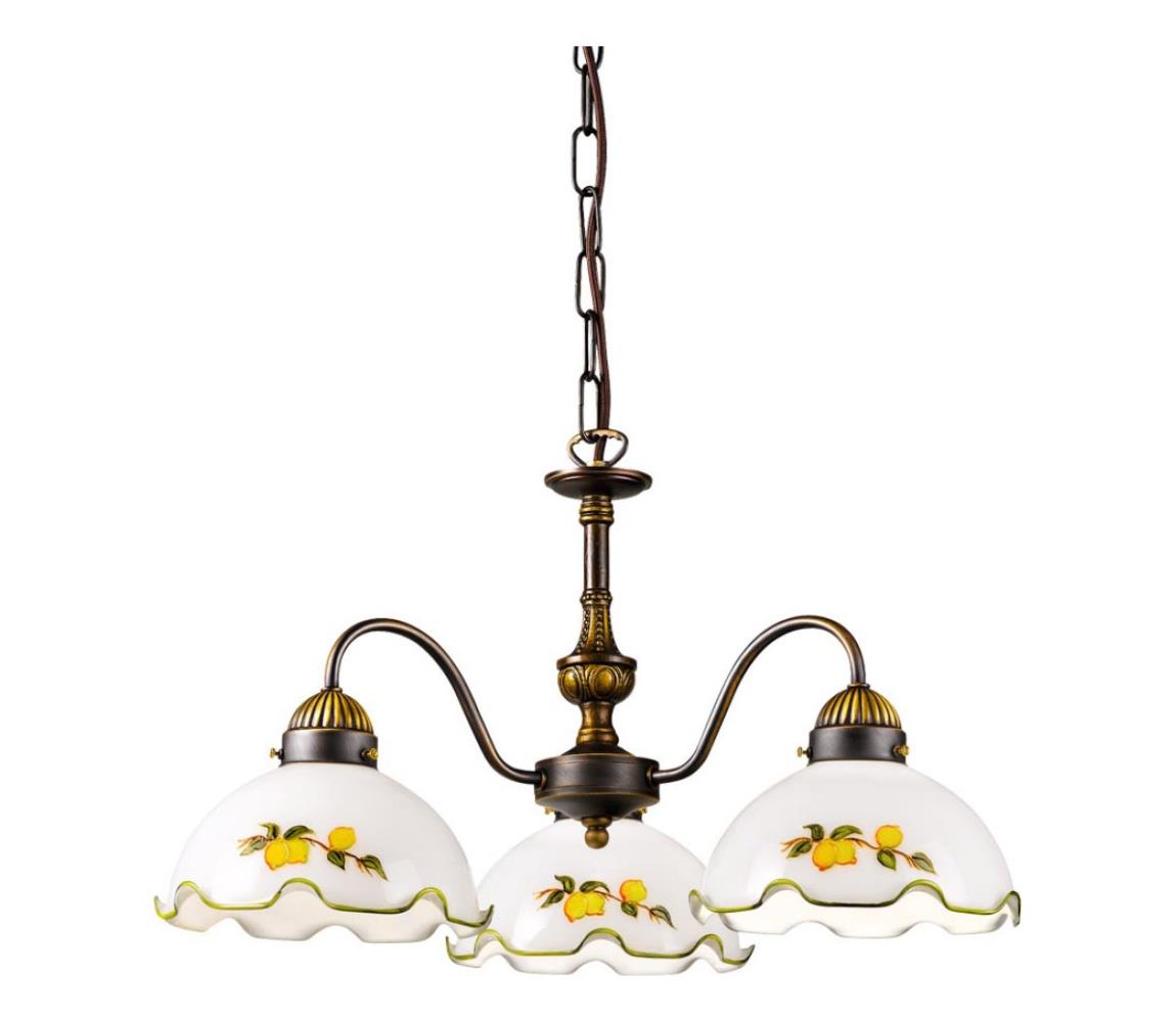 Kolarz 731.83.116 - Luster na reťazi NONNA 3xE27/75W/230V s motívom citrónov 731.83.116