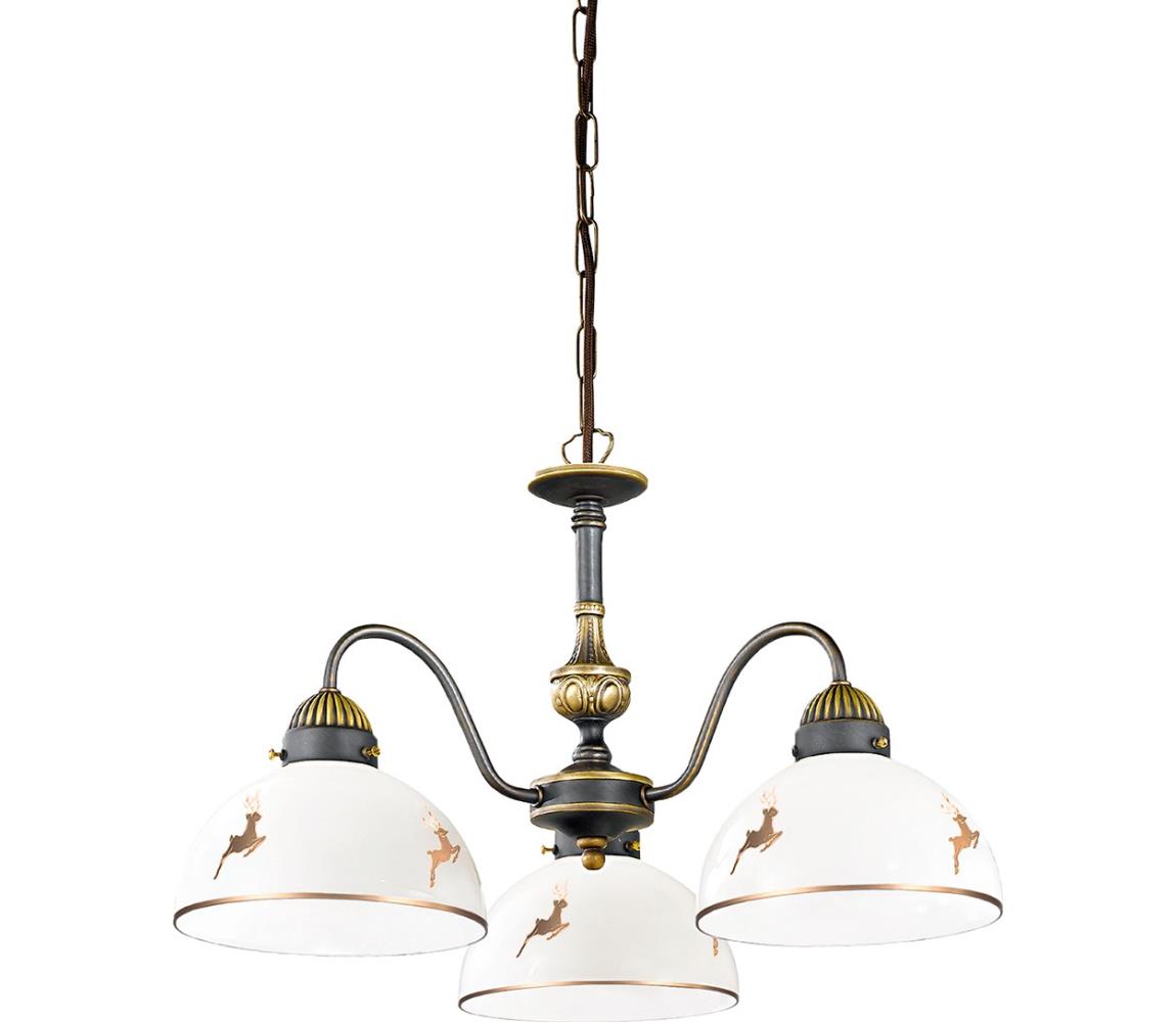 Kolarz 731.83.150 - Luster na reťazi NONNA 3xE27/75W/230V jelení, ružové zlato 731.83.150