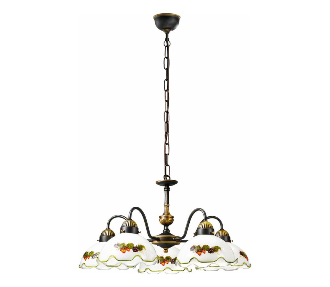 Kolarz 731.85.113 - Luster na reťazi NONNA 5xE27/75W/230V vínová/jahodová 731.85.113