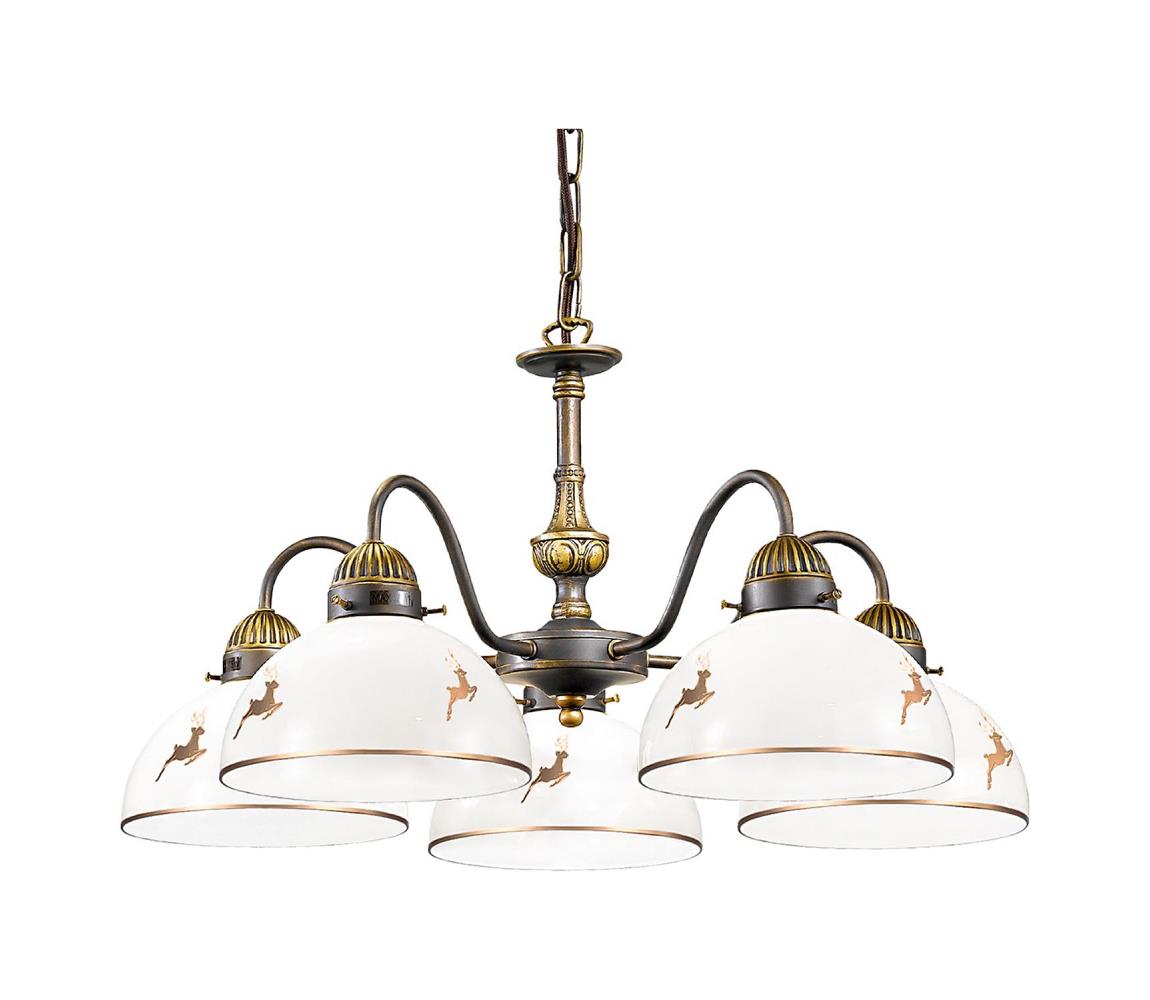 Kolarz 731.85.150 - Luster na reťazi NONNA 5xE27/75W/230V s parožím, ružové zlato 731.85.150