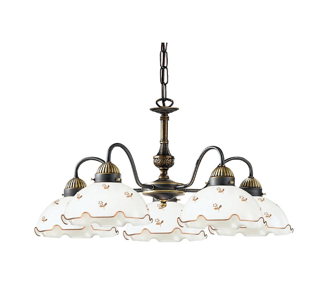Kolarz 731.85.160 - Luster na reťazi NONNA 5xE27/75W/230V kvety ružové zlato 731.85.160