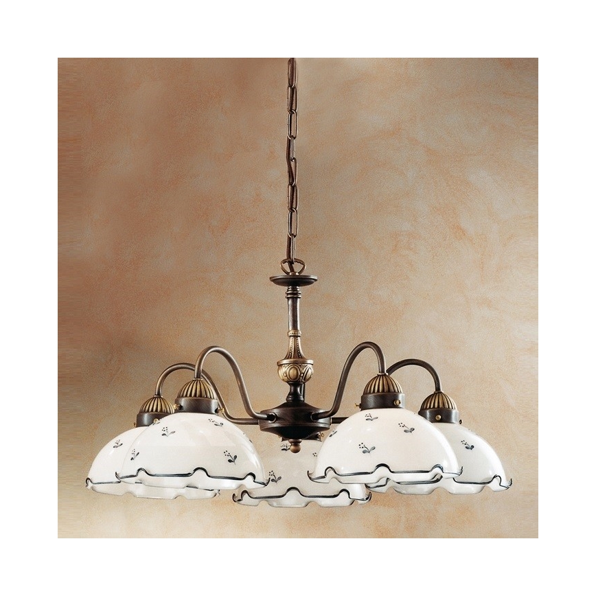 Kolarz 731.85.17 - Luster na reťazi NONNA 5xE27/75W/230V modrá