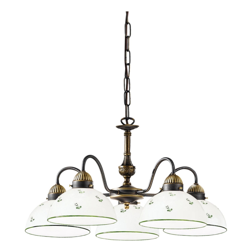 Kolarz 731.85.20 - Luster na reťazi NONNA 5xE27/75W/230V zelená
