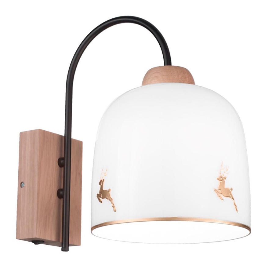 Kolarz A1352.61.Au.100 - Nástenná lampa NONNA 1xE27/60W/230V jelene dub/biela/zlatá