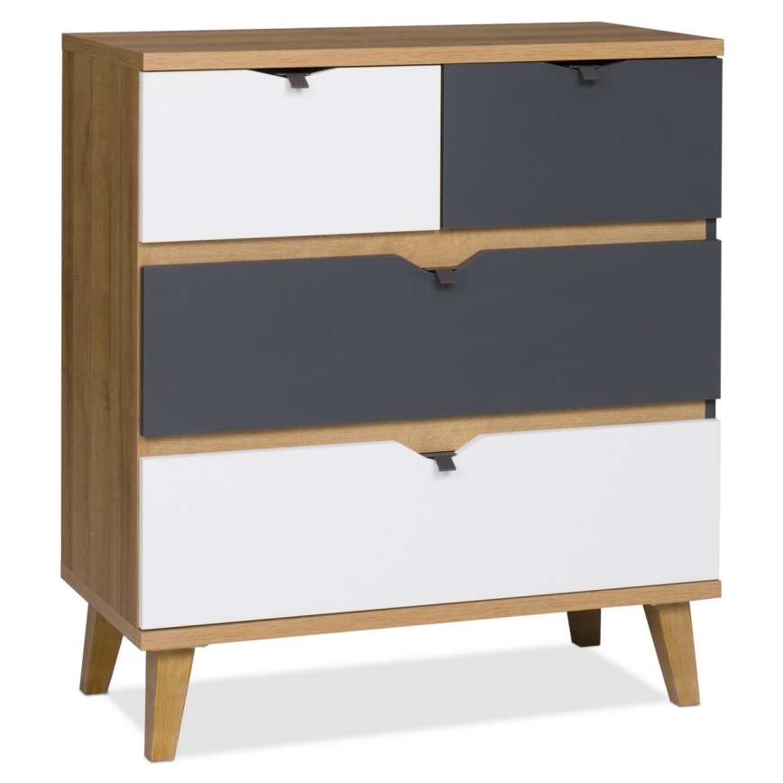 Komoda BORIA 90x81 cm zlatý dub/biela/antracit