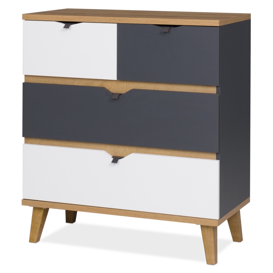 Komoda BORIA 90x81 cm zlatý dub/biela/antracit