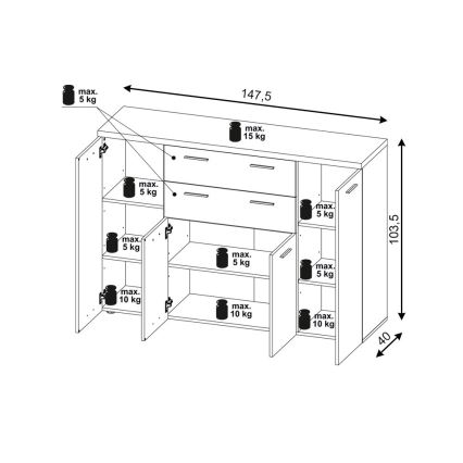 Komoda BRUNO dub sonoma/biela
