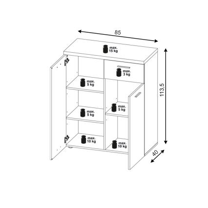 Komoda BRUNO dub sonoma/biela