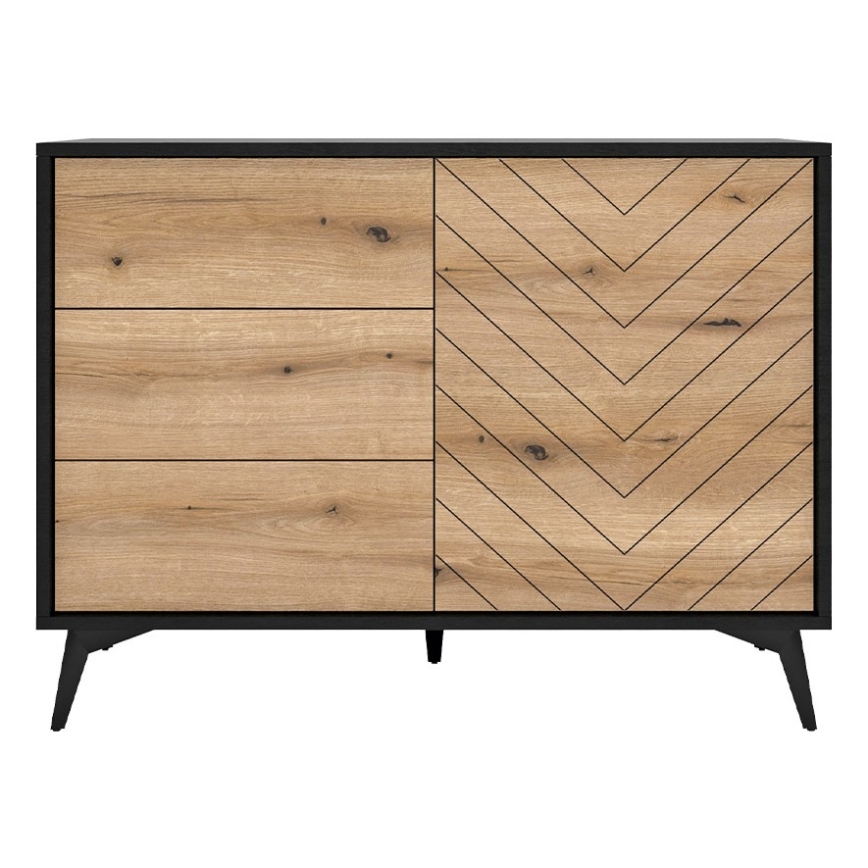 Komoda DIAMOND 77x104 cm čierna/dub evoke