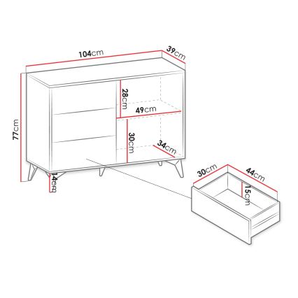 Komoda DIAMOND 77x104 cm čierna/dub evoke