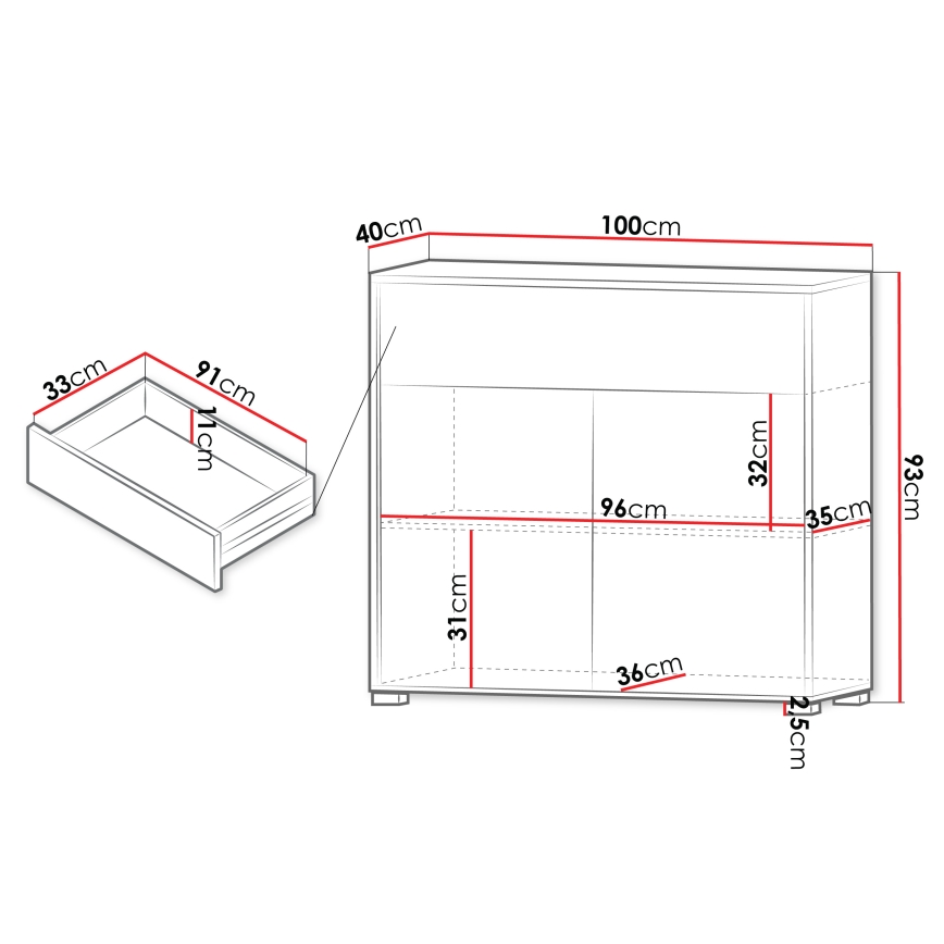 Komoda GESITA 93x100 cm biela