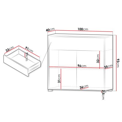 Komoda GESITA 93x100 cm, kašmírová