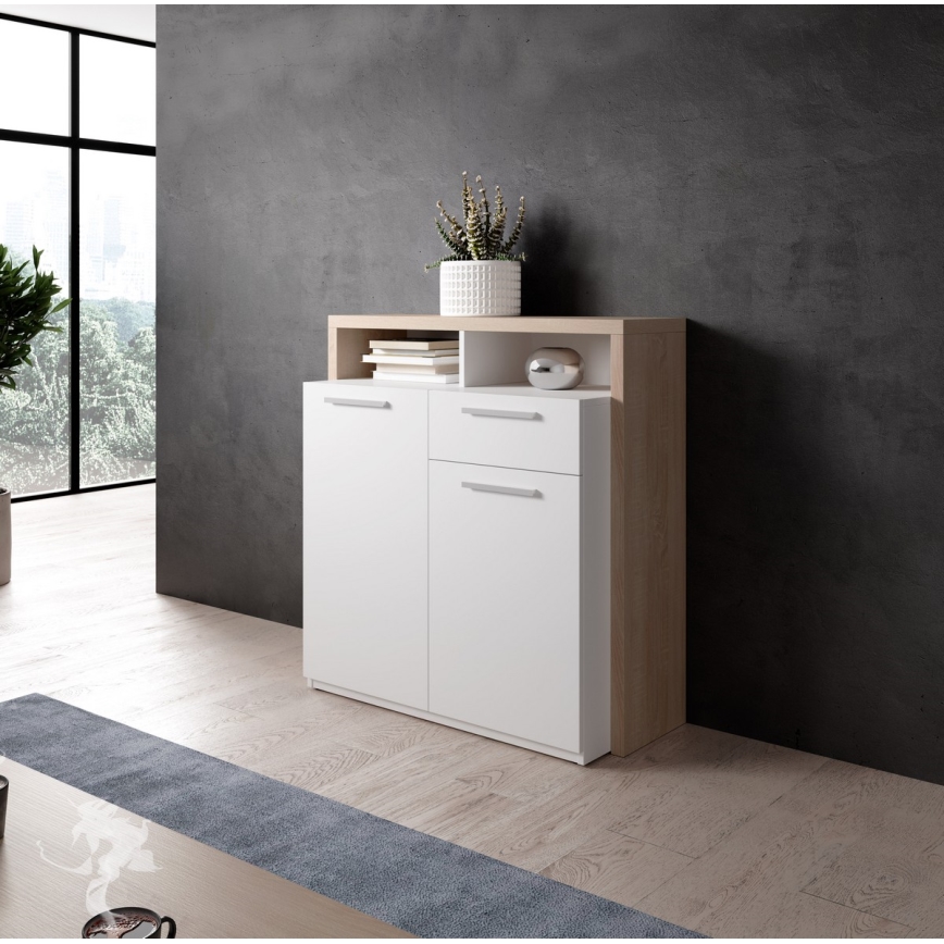 Komoda LEBY dub sonoma/biela