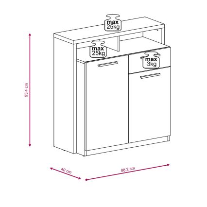 Komoda LEBY dub sonoma/biela