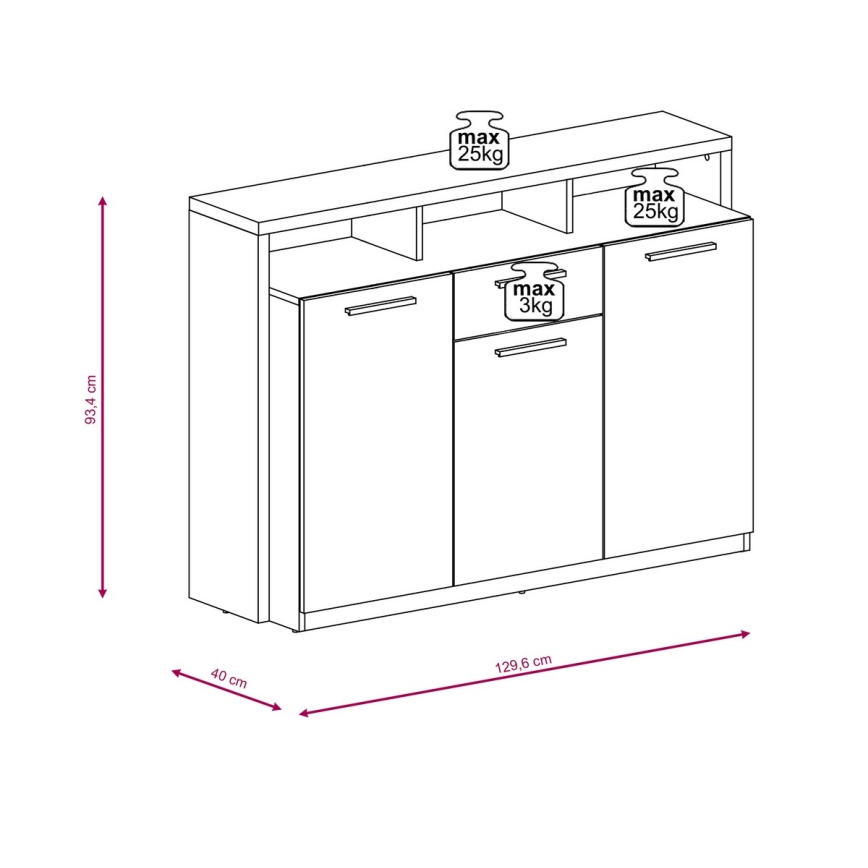 Komoda LEBY dub sonoma/biela