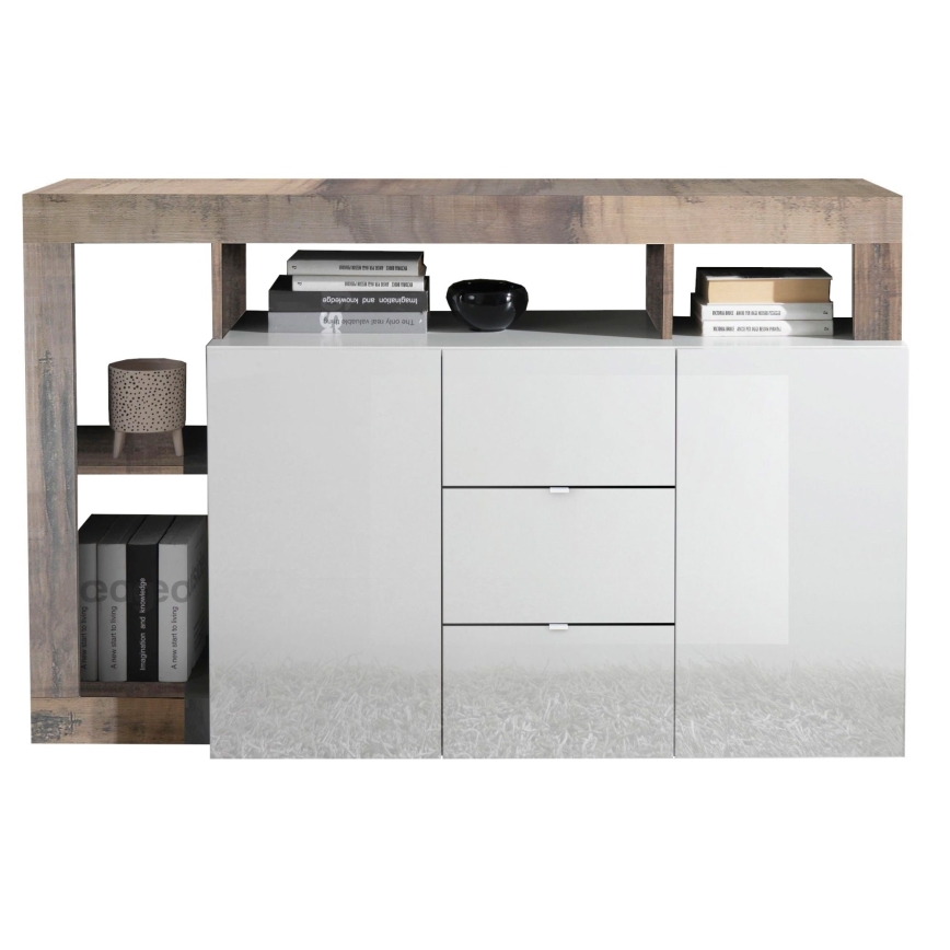 Komoda LENOR bela/rjava