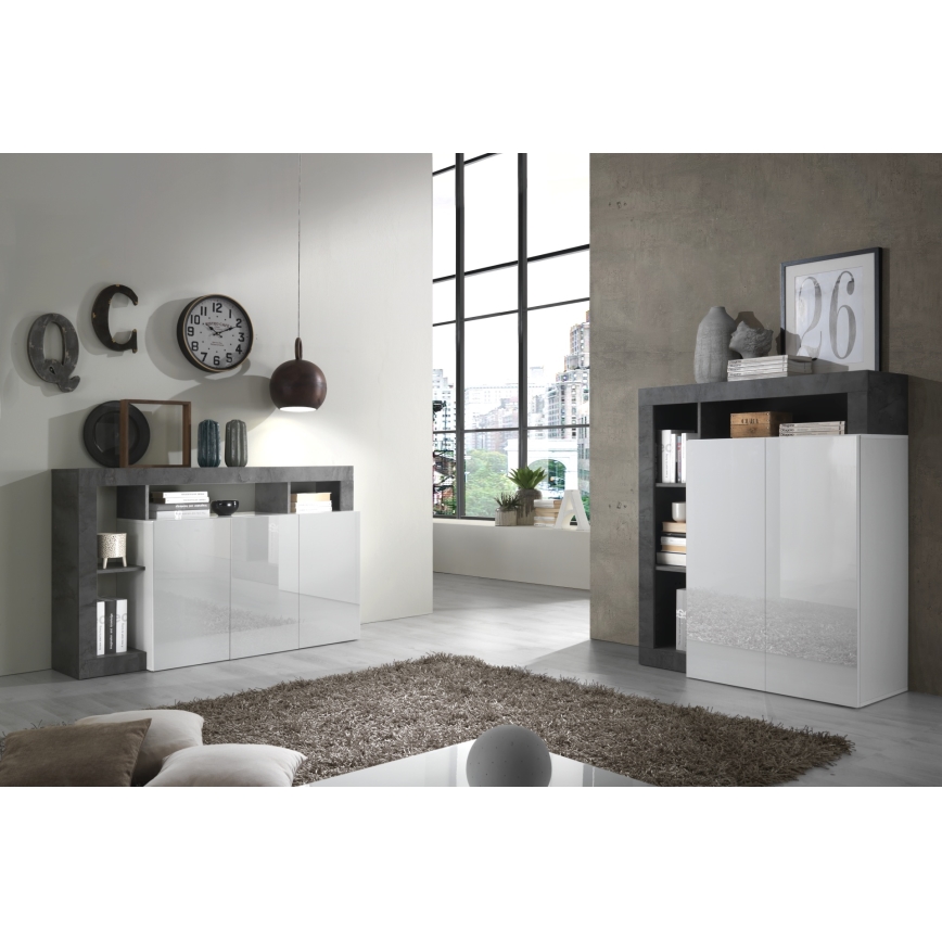 Komoda LENOR biela/antracit