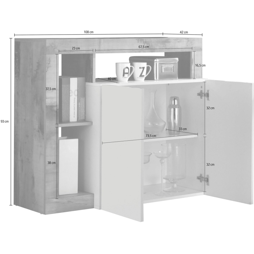 Komoda LENOR biela/antracit