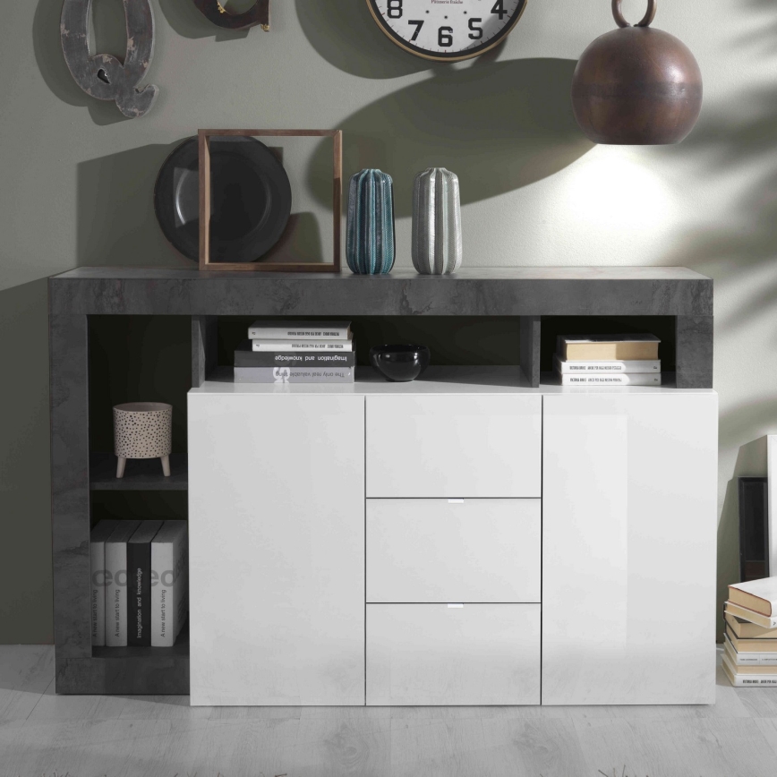 Komoda LENOR biela/antracit