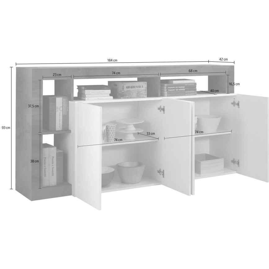 Komoda LENOR biela/antracit