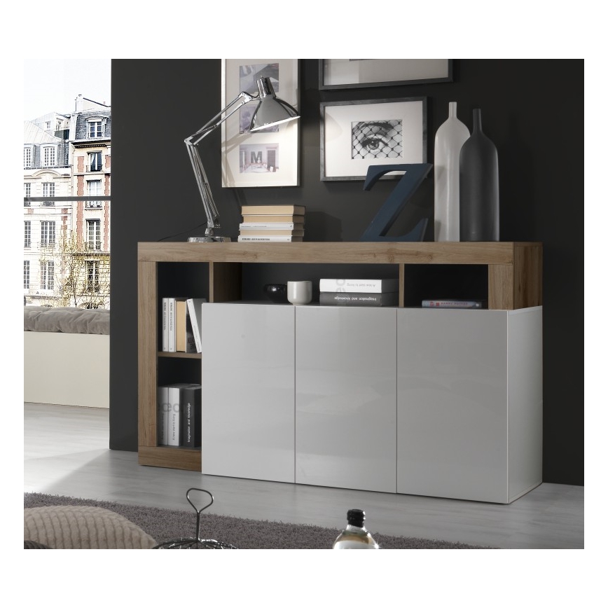 Komoda LENOR biela/dub