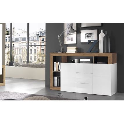 Komoda LENOR biela/dub