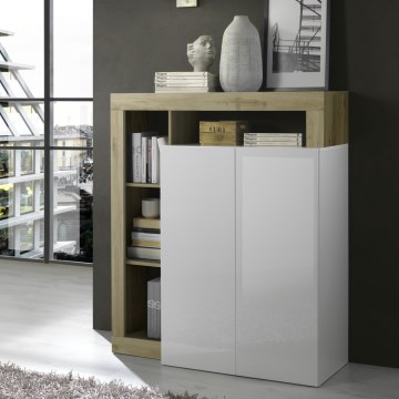 Komoda LENOR biela/hnedá