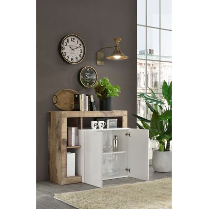 Komoda LENOR biela/hnedá