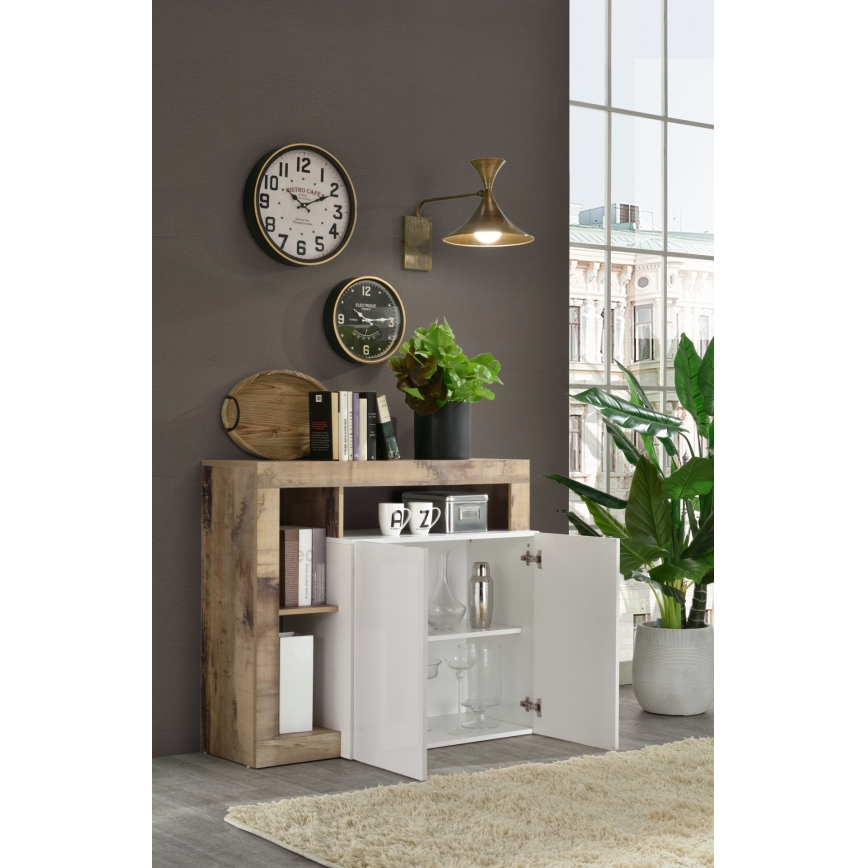 Komoda LENOR biela/hnedá