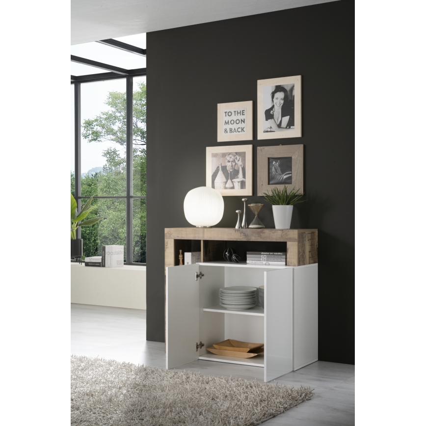 Komoda LENOR biela/hnedá