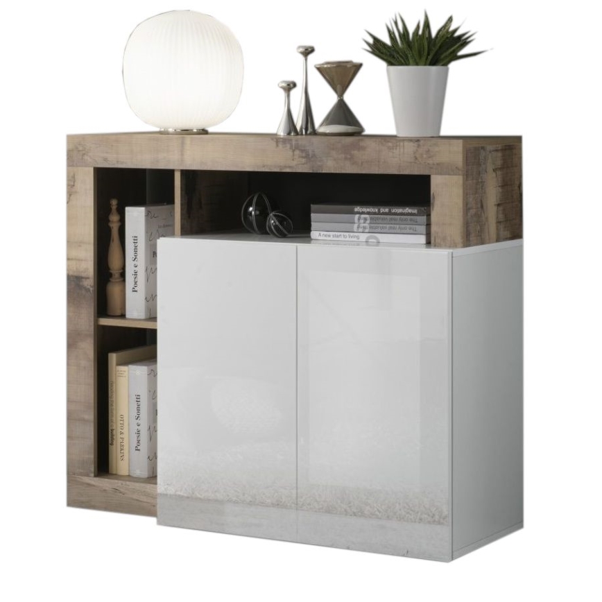 Komoda LENOR biela/hnedá