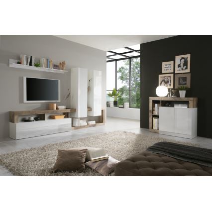 Komoda LENOR biela/hnedá