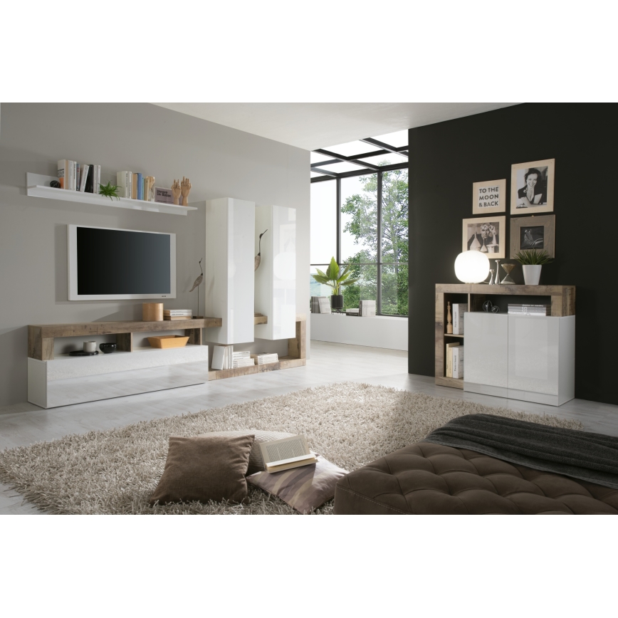 Komoda LENOR biela/hnedá