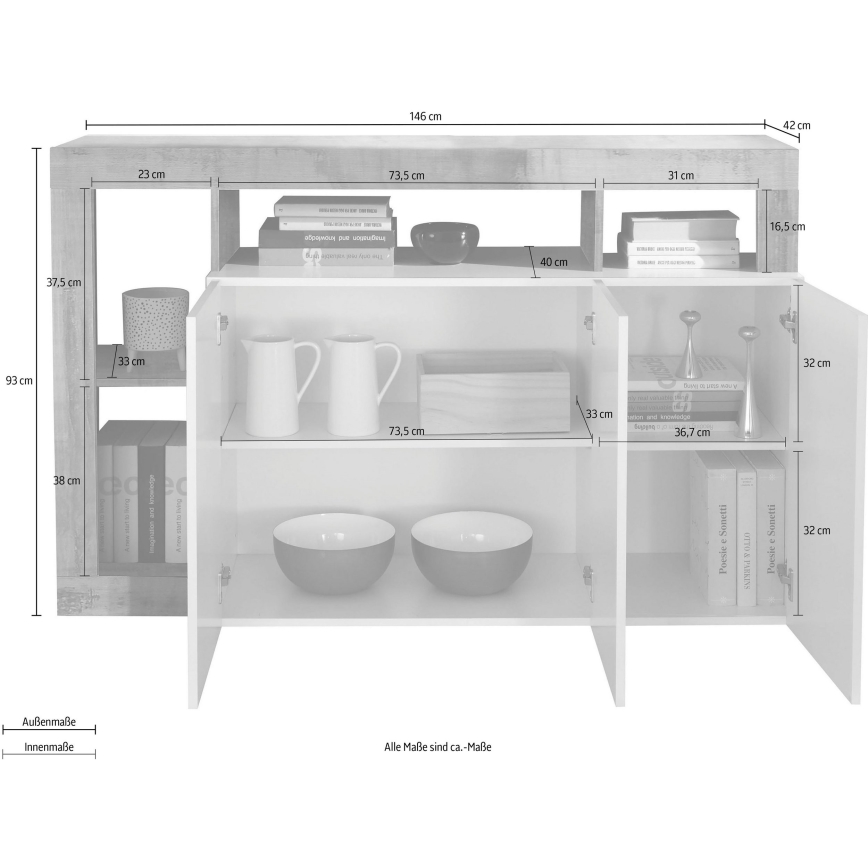 Komoda LENOR biela/hnedá