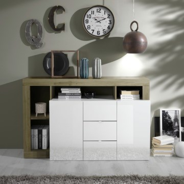 Komoda LENOR biela/hnedá