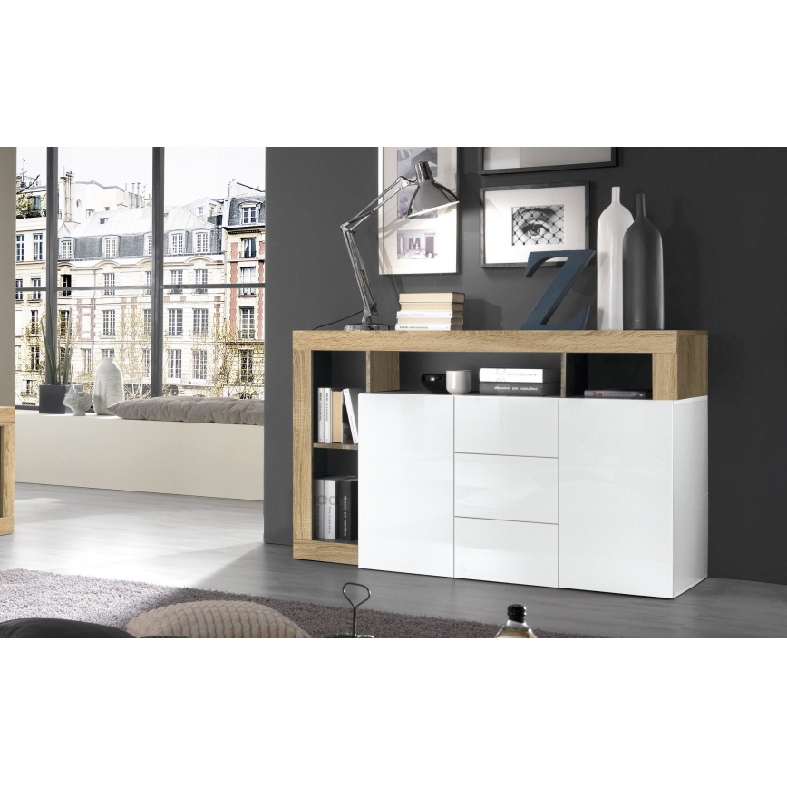 Komoda LENOR biela/hnedá