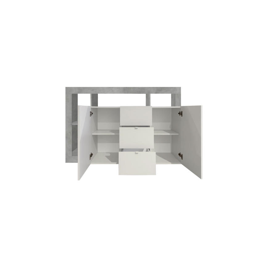 Komoda LENOR biela/šedá betón